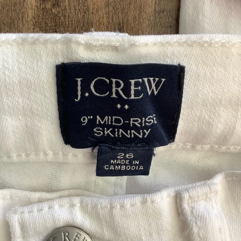 J. Crew White Skinny Jeans Classic Minimalist Design, 26